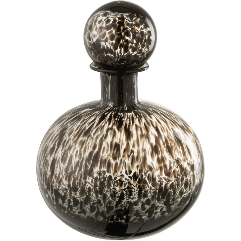 Bouteille déco en verre taché avec bouchon 29 cm - 1