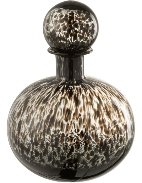 Bouteille déco en verre taché avec bouchon 29 cm - 1