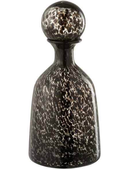 Bouteille déco en verre taché avec bouchon 33 cm - 1