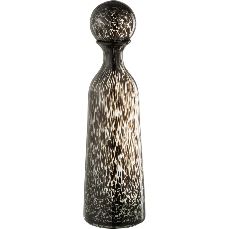 Bouteille déco en verre taché avec bouchon 44 cm - 1