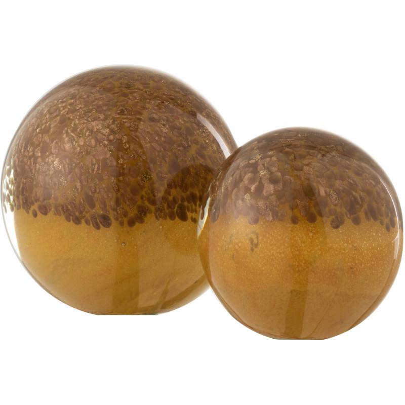 Sulfure Ronde Strates Glimone en Verre Marron Ocre 10 cm - 2