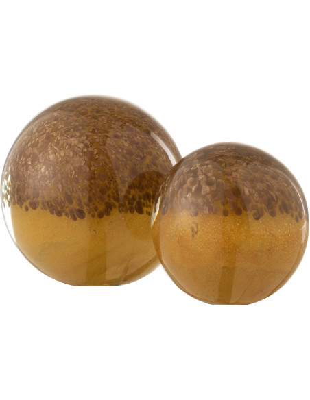 Sulfure Ronde Strates Glimone en Verre Marron Ocre 10 cm - 2