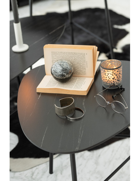 Sulfure Ronde Strates Glimone en Verre Noir Argent 10 cm - 2