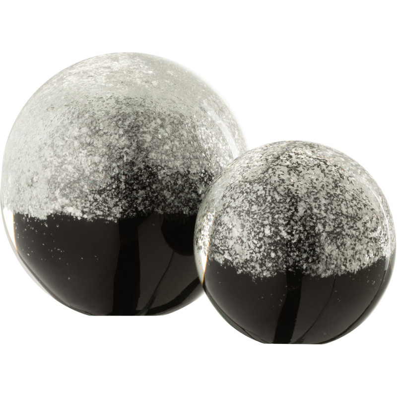 Sulfure Ronde Strates Glimone en Verre Noir Argent 10 cm - 3