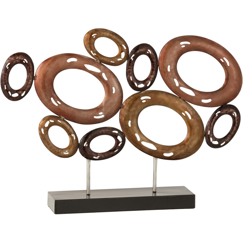 Décoration sur pied Cercles abstraits 40 cm Orabion en Métal Marron - 1