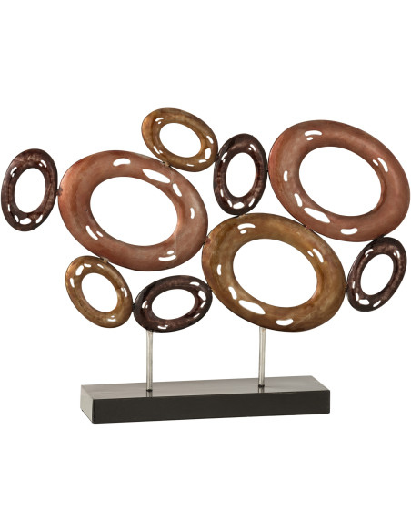 Décoration sur pied Cercles abstraits 40 cm Orabion en Métal Marron - 1