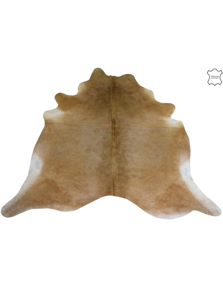 Tapis peau de vache beige en cuir véritable 190x230 - 1
