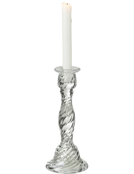 Bougeoir sur pied Nono Hauteur 25 cm en Verre Transparent - 2