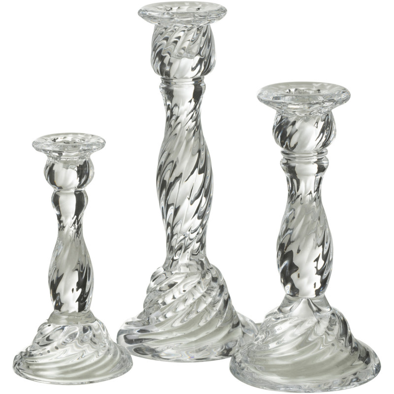 Bougeoir sur pied Nono Hauteur 25 cm en Verre Transparent - 3