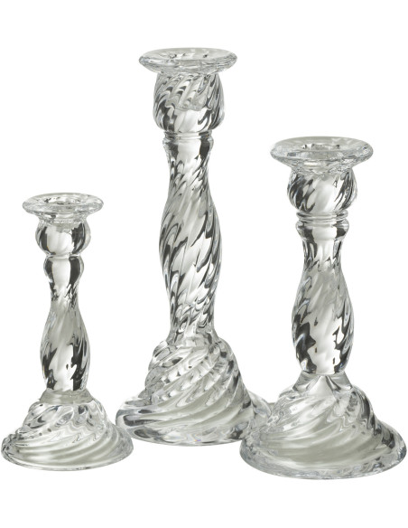 Bougeoir sur pied Nono Hauteur 25 cm en Verre Transparent - 3