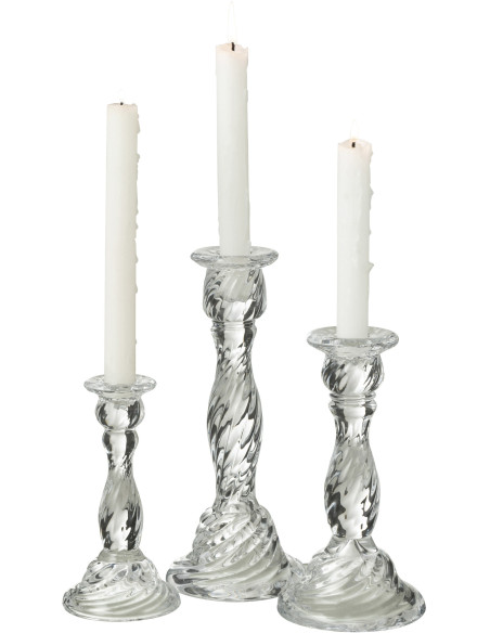 Bougeoir sur pied Nono Hauteur 25 cm en Verre Transparent - 4