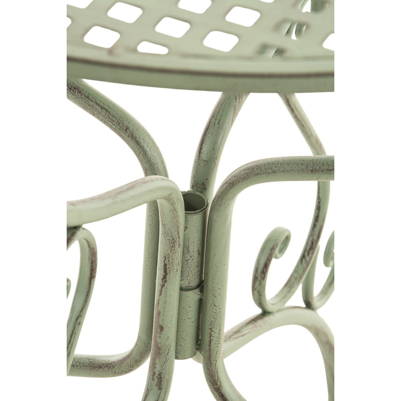 Table pour terrasse Ronde 2 personnes en Fer forgé Vert vieilli Maggy - 7