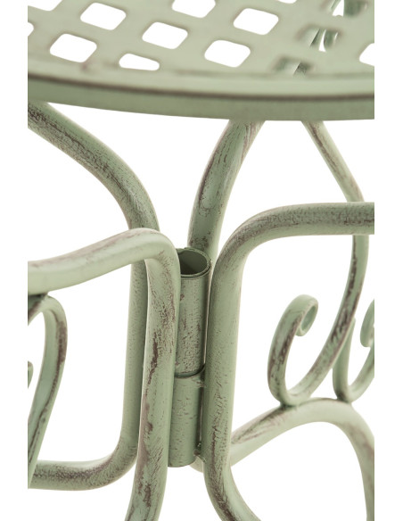 Table pour terrasse Ronde 2 personnes en Fer forgé Vert vieilli Maggy - 7