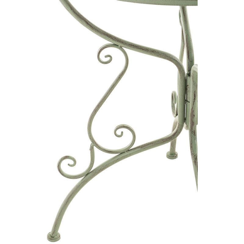 Table pour terrasse Ronde 2 personnes en Fer forgé Vert vieilli Maggy - 8