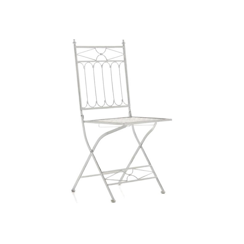 Chaise de jardin pliante en Fer forgé Blanc vieilli Aleesha - 1