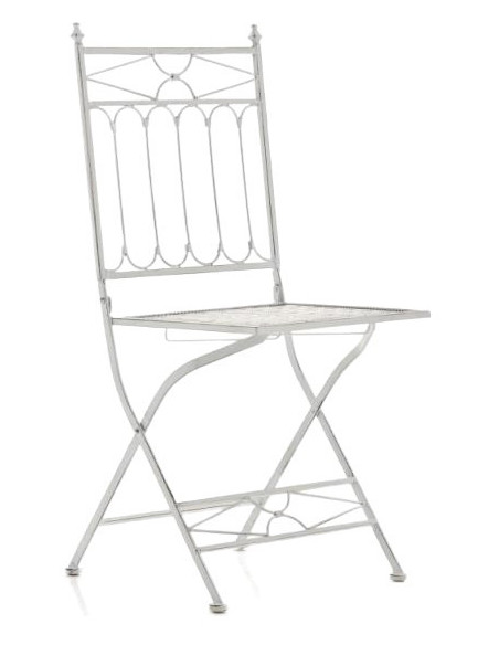 Chaise de jardin pliante en Fer forgé Blanc vieilli Aleesha - 1
