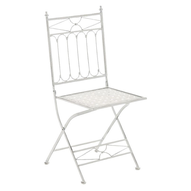 Chaise de jardin pliante en Fer forgé Blanc vieilli Aleesha - 2