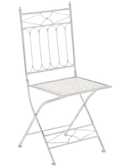 Chaise de jardin pliante en Fer forgé Blanc vieilli Aleesha - 2