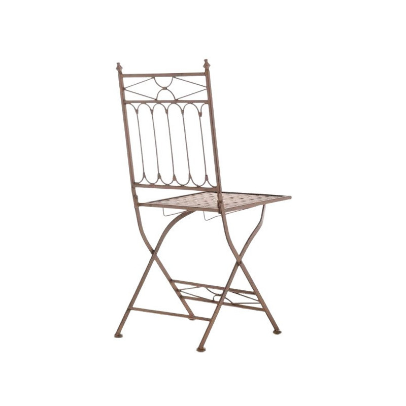 Chaise de jardin pliante en Fer forgé Marron vieilli Aleesha - 1
