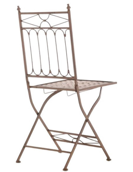 Chaise de jardin pliante en Fer forgé Marron vieilli Aleesha - 1
