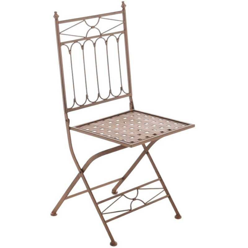 Chaise de jardin pliante en Fer forgé Marron vieilli Aleesha - 2