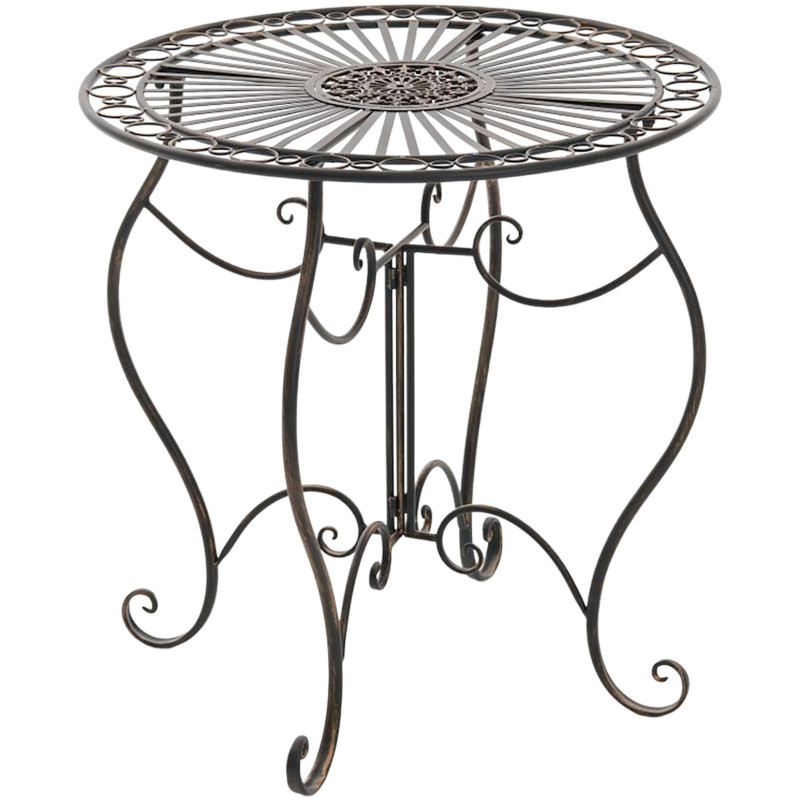 Table pour terrasse Ronde 2 personnes en Fer forgé Bronze Irena - 1