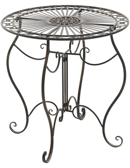 Table pour terrasse Ronde 2 personnes en Fer forgé Bronze Irena - 1
