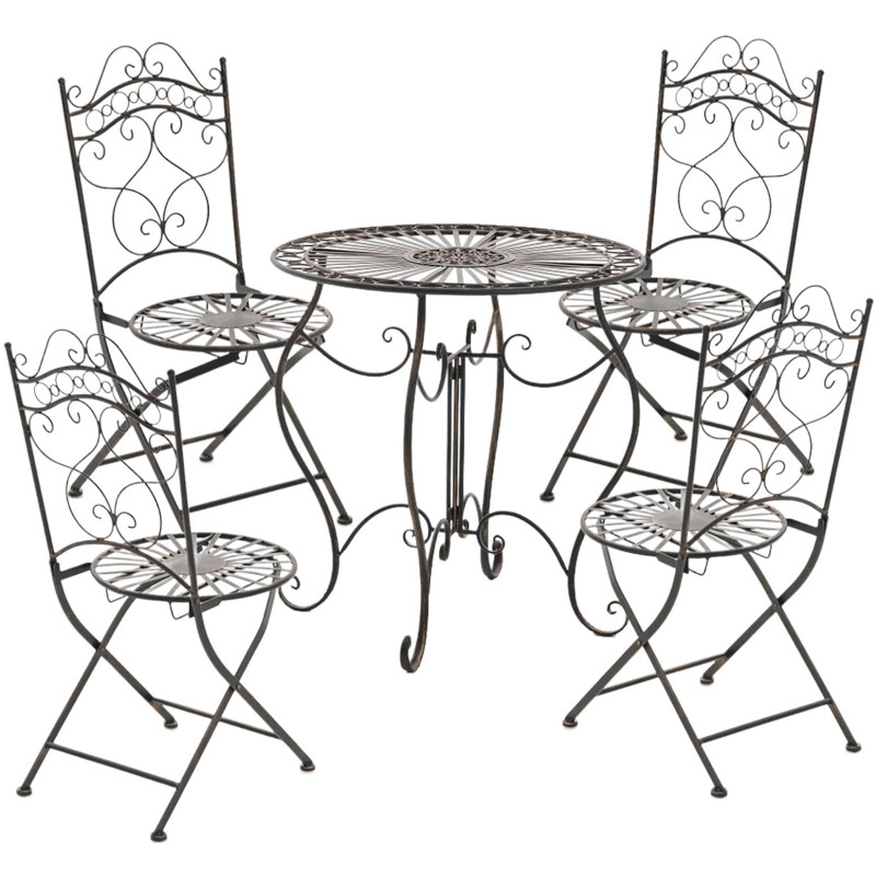 Table pour terrasse Ronde 2 personnes en Fer forgé Bronze Irena - 8