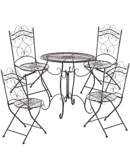 Table pour terrasse Ronde 2 personnes en Fer forgé Bronze Irena - 8