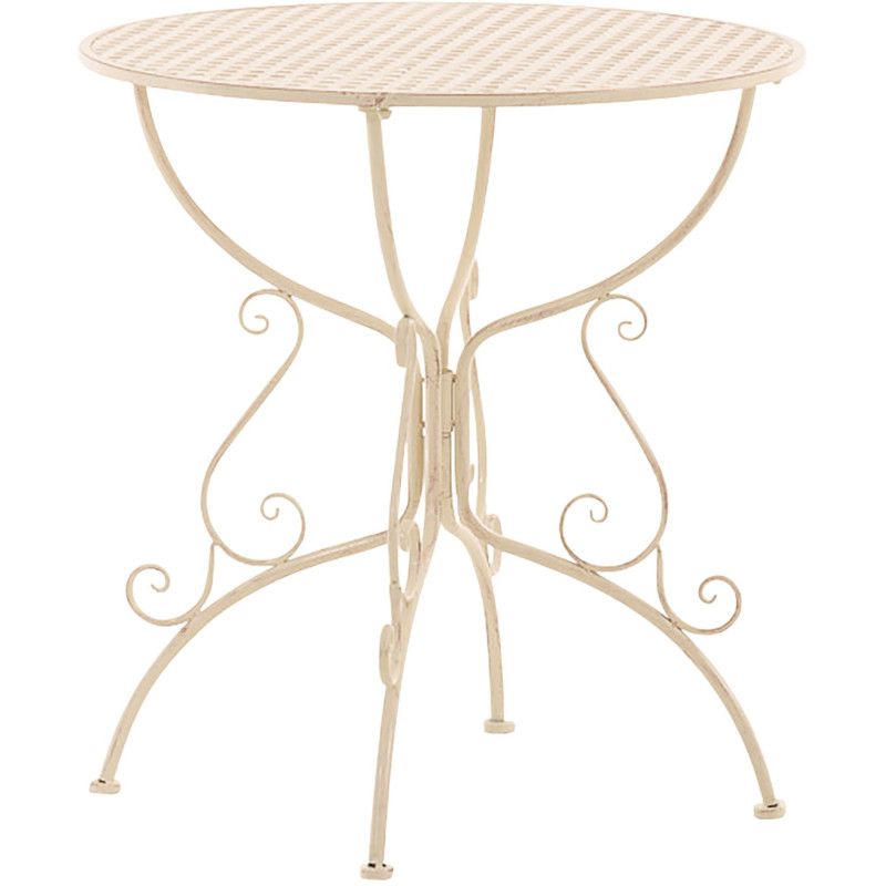 Table pour terrasse Ronde 2 personnes en Fer forgé Crème vieilli Maggy - 1