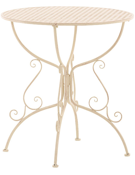 Table pour terrasse Ronde 2 personnes en Fer forgé Crème vieilli Maggy - 1