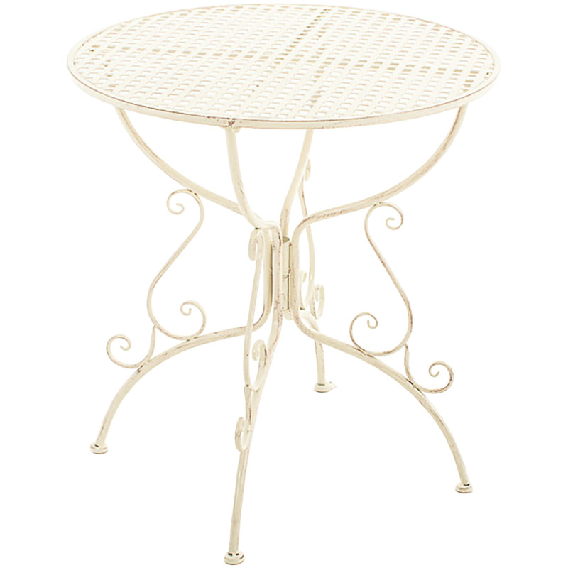 Table pour terrasse Ronde 2 personnes en Fer forgé Crème vieilli Maggy - 2