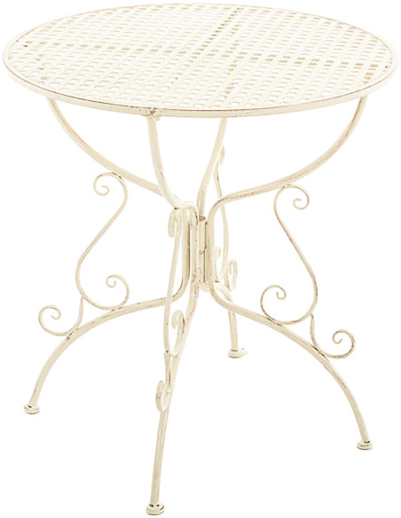 Table pour terrasse Ronde 2 personnes en Fer forgé Crème vieilli Maggy - 2