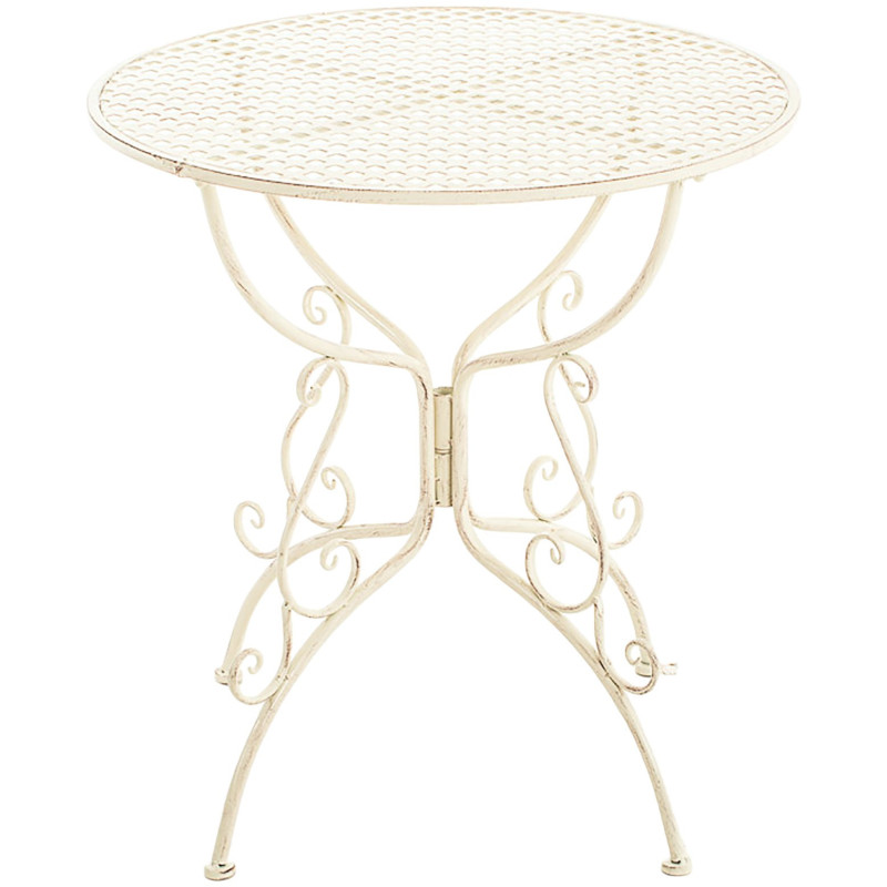 Table pour terrasse Ronde 2 personnes en Fer forgé Crème vieilli Maggy - 3
