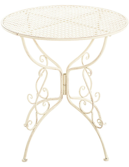 Table pour terrasse Ronde 2 personnes en Fer forgé Crème vieilli Maggy - 3
