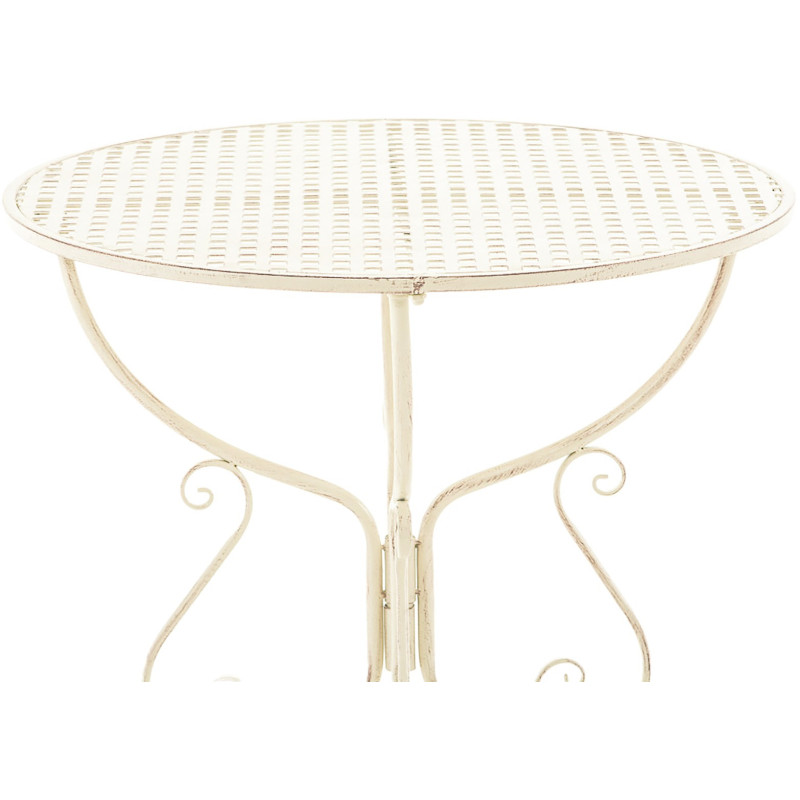 Table pour terrasse Ronde 2 personnes en Fer forgé Crème vieilli Maggy - 4