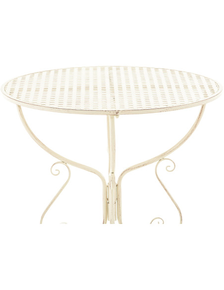 Table pour terrasse Ronde 2 personnes en Fer forgé Crème vieilli Maggy - 4