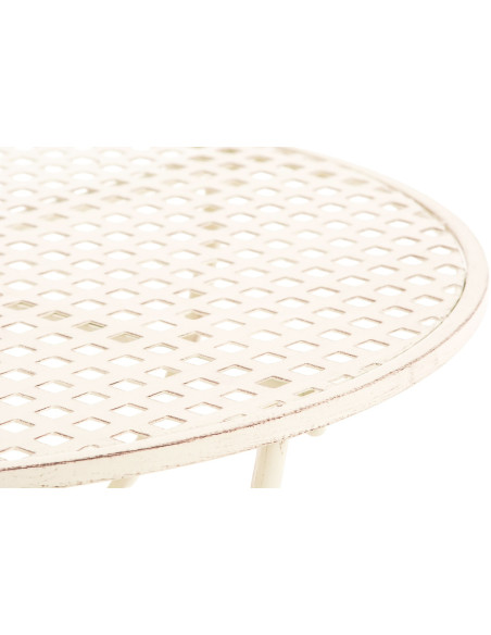 Table pour terrasse Ronde 2 personnes en Fer forgé Crème vieilli Maggy - 5