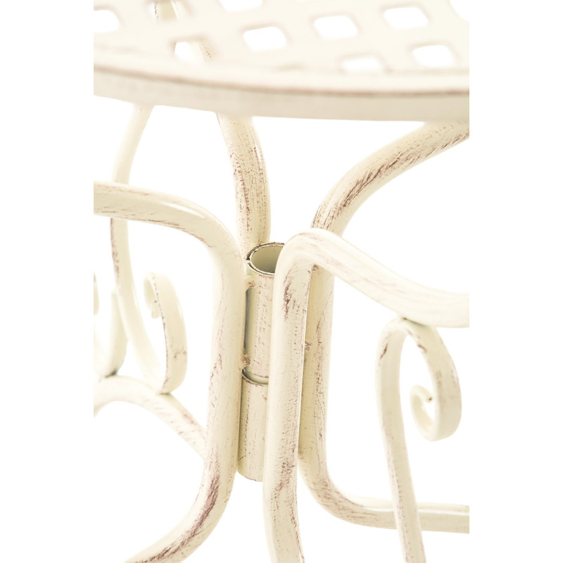 Table pour terrasse Ronde 2 personnes en Fer forgé Crème vieilli Maggy - 7