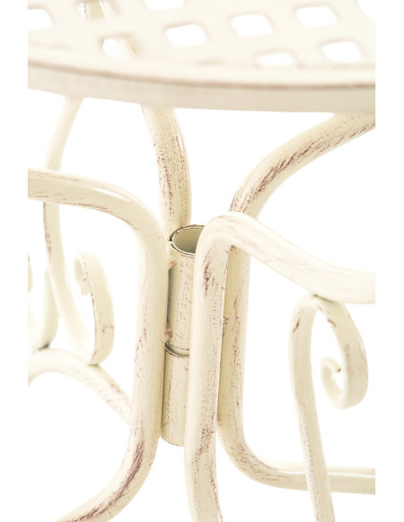 Table pour terrasse Ronde 2 personnes en Fer forgé Crème vieilli Maggy - 7