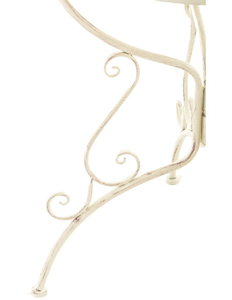 Table pour terrasse Ronde 2 personnes en Fer forgé Crème vieilli Maggy - 8