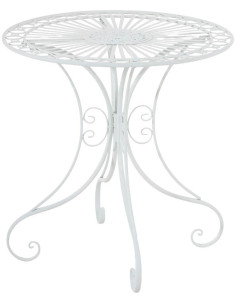 Table pour terrasse Ronde 2 personnes en Fer forgé Blanc Vesna - 1