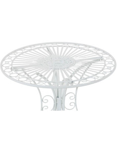 Table pour terrasse Ronde 2 personnes en Fer forgé Blanc Vesna - 2