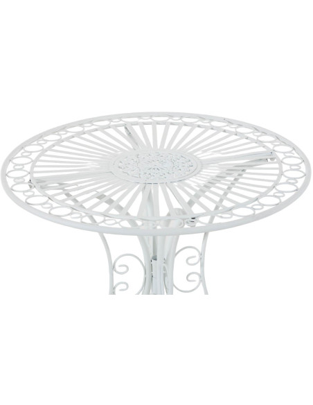 Table pour terrasse Ronde 2 personnes en Fer forgé Blanc Vesna - 2