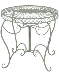 Table pour terrasse Ronde 4 personnes en Fer forgé Vert vieilli Macie - 1