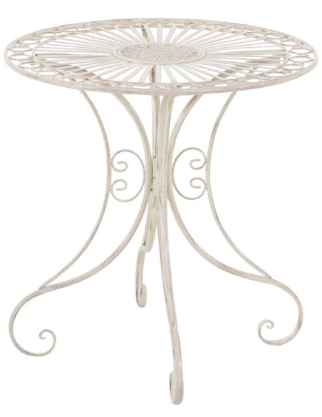 Table pour terrasse Ronde 2 personnes en Fer forgé Crème vieilli Vesna - 1