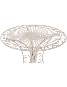 Table pour terrasse Ronde 2 personnes en Fer forgé Crème vieilli Vesna - 2