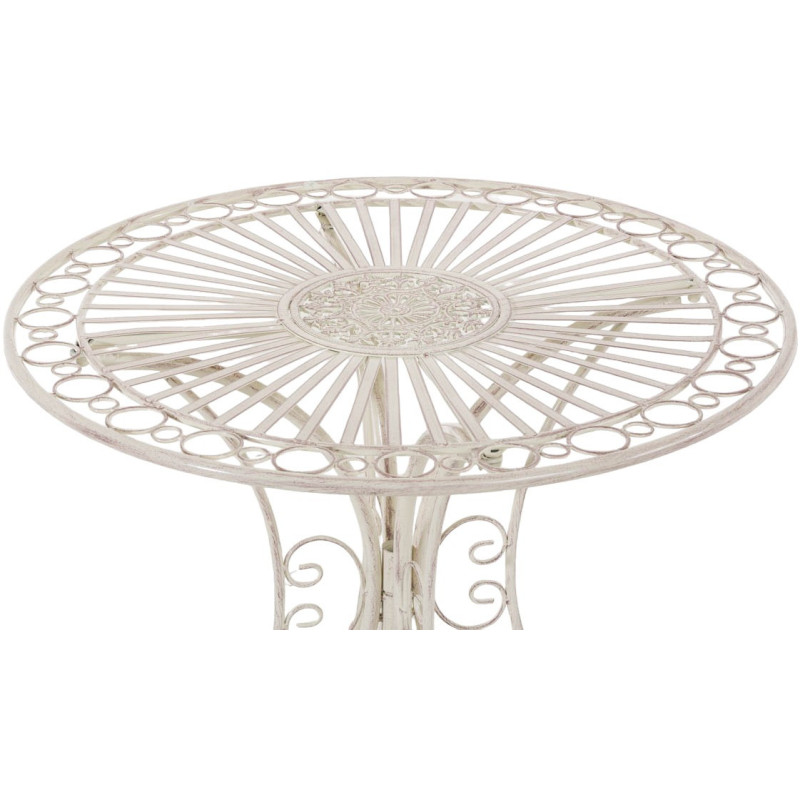 Table pour terrasse Ronde 2 personnes en Fer forgé Crème vieilli Vesna - 2