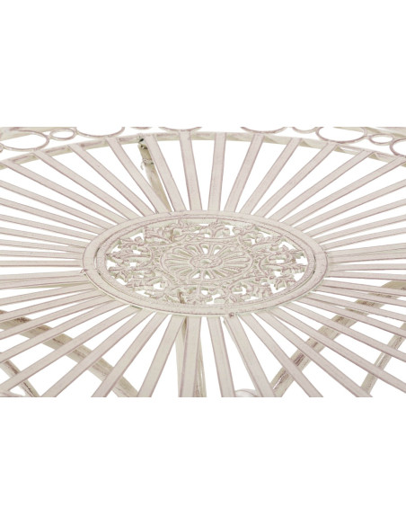 Table pour terrasse Ronde 2 personnes en Fer forgé Crème vieilli Vesna - 3