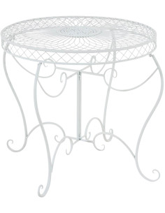 Table pour terrasse Ronde 4 personnes en Fer forgé Blanc Macie - 1